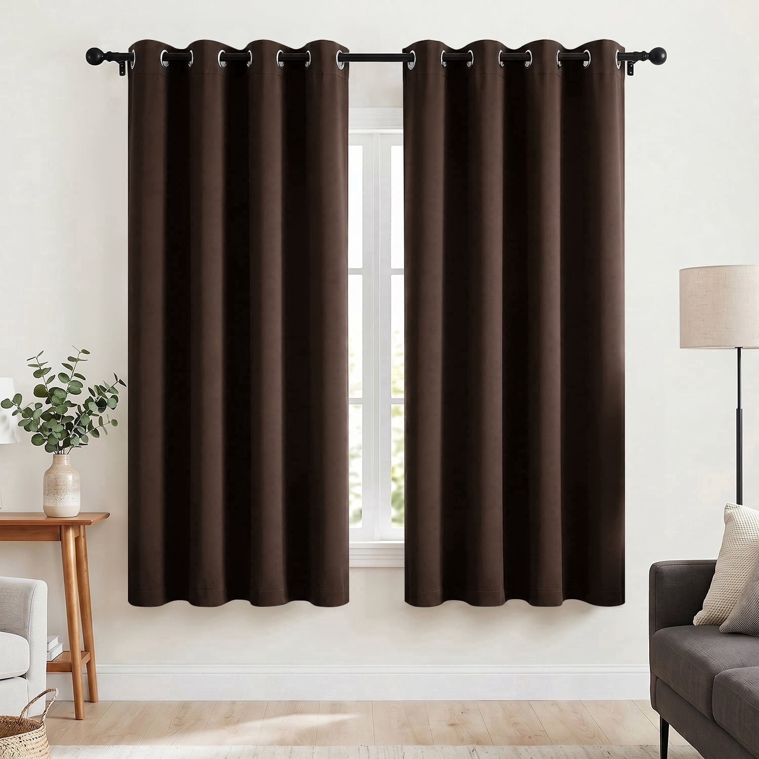 Cshidworld Blackout Curtains, 52"x72", Set of 2, Thermal Insulated, Brown photo 1