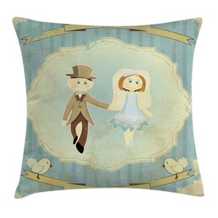 Wedding Decorations Throw Pillow Cushion Cover Vintage Retro