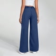 thumbnail image 5 of Wutalume High Waisted Jeans for Women Drawstring Wide Leg, Adjustable Loose Straight Cut Denim Pants for Casual Comfort,Dark Blue L, 5 of 5