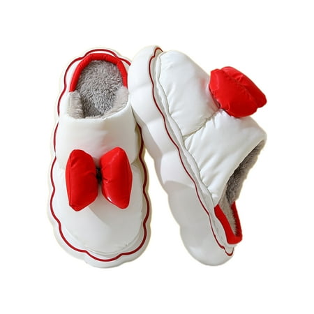 

Eloshman Women s Comfy House Slippers Fuzzy Slip On Indoor Bedroom Shoes with Anti-Skid Sole Red 8.5-9