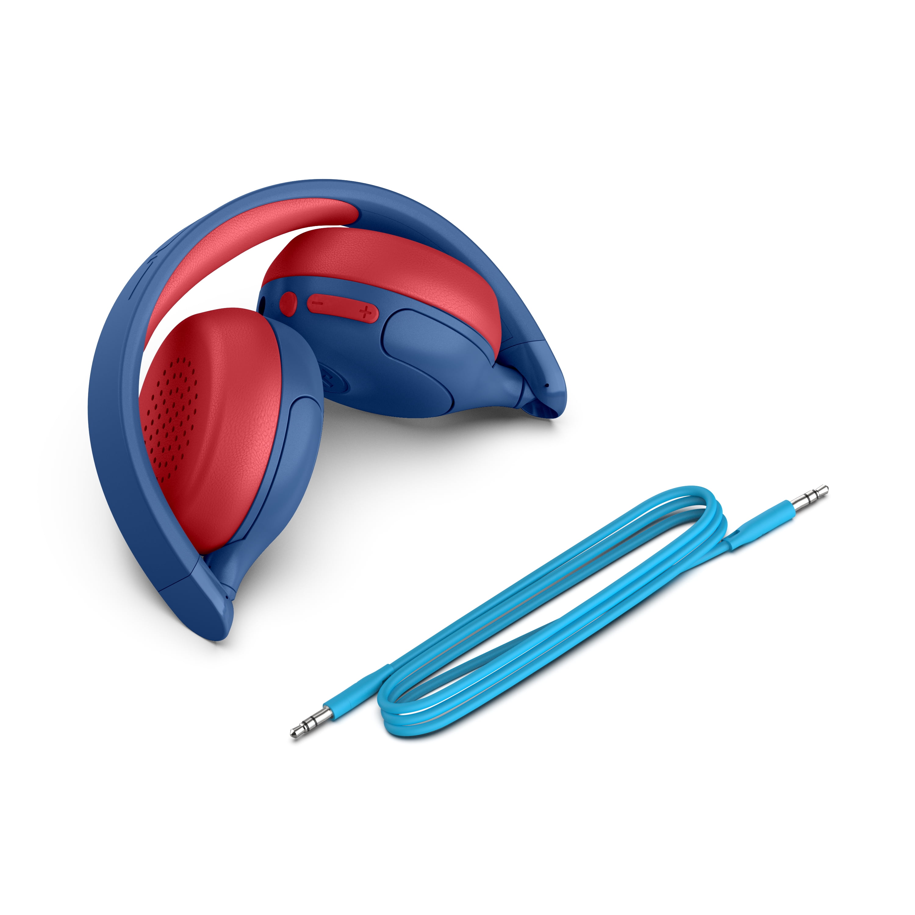 JLab JBuddies ANC Kids Headphones, Volume-Safe Listening, 50+ Hr Playtime, 2-in-1 Wired + Wireless, Blue/Red