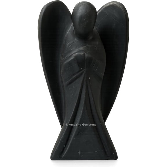 Shungite Guardian Angel, Carved Angel Figurine - 1.5 inch