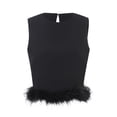 thumbnail image 5 of Douhoow Women Sleeveless Crop Top Feather Hemline Crop Top Summer Elegant Tank Top Solid Color Vest, 5 of 7