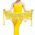 thumbnail image 2 of Only Moment Yellow Women Belly Dance Hip Scarf Women's Belly Dance Hip Scarf Polyester Sweet Belly Dance Skirt Wrap Performance Bling Sequins Coins, Belly Dance Costume One Size, 2 of 3