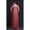 thumbnail image 2 of Bimba Robe Longue Maxi Imprimée Pink6 Bird Leaves & Flowerpecker pour Femmes, Chemise de Nuit en Rayonne à Bretelles Spaghetti, Vêtements de Nuit pour Dames, XXX-Large, 2 of 5