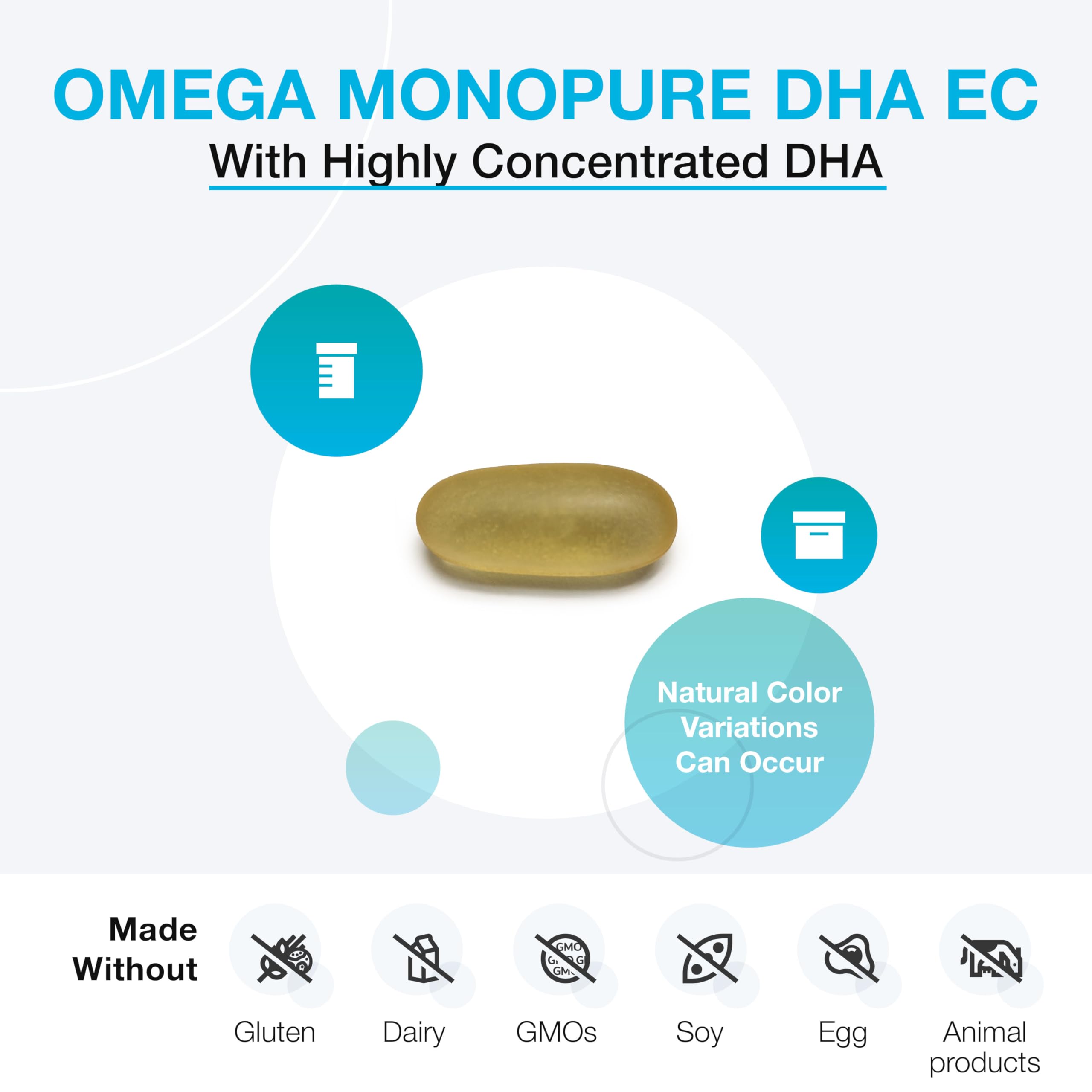 XYMOGEN Omega MonoPure DHA EC - Cardiovascular Immune & Brain Support - Concentrated DHA Fish Oil - Monoglyceride Omega-3 Supplement - 30 Softgels