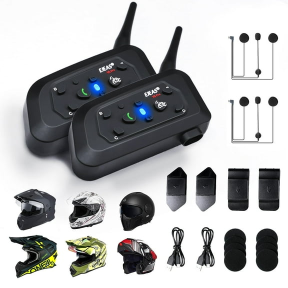 EJEAS V6 Pro Motorcycle Dual Intercom Headphones, Universal Motorcycle Helmet Bluetooth Headset with Noise Cancellation & Waterproof for Motorcycling Skiing and Climbing, Dirt Bike, ATV, Snowmobile