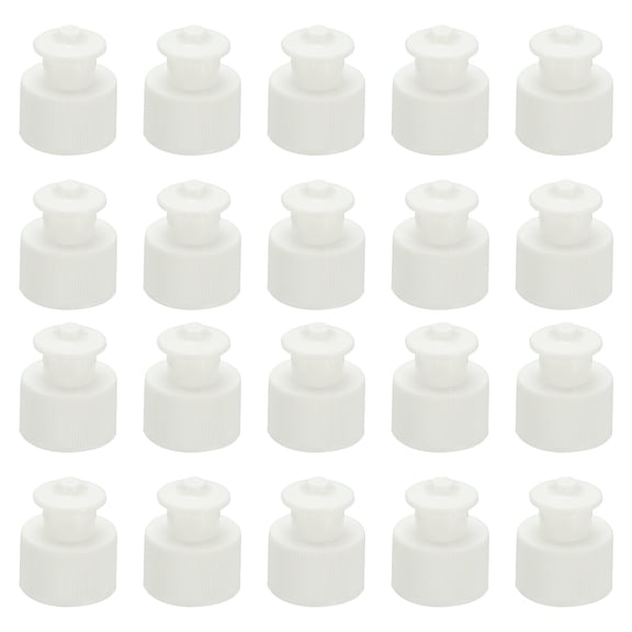 Uxcell 20Pcs 24/410 Plastic Push Pull Caps, 24mm Water Bottle Caps Twisted Sport Bottle Lids Leak Proof Lid for Water Bottles Replacement Portable Bottles Lid, White