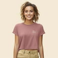 thumbnail image 4 of Dalix Be Kind Embroidered Cotton Relaxed Fit Short Sleeve Crewneck Tee Shirt Womens in Mauve M Medium, 4 of 5