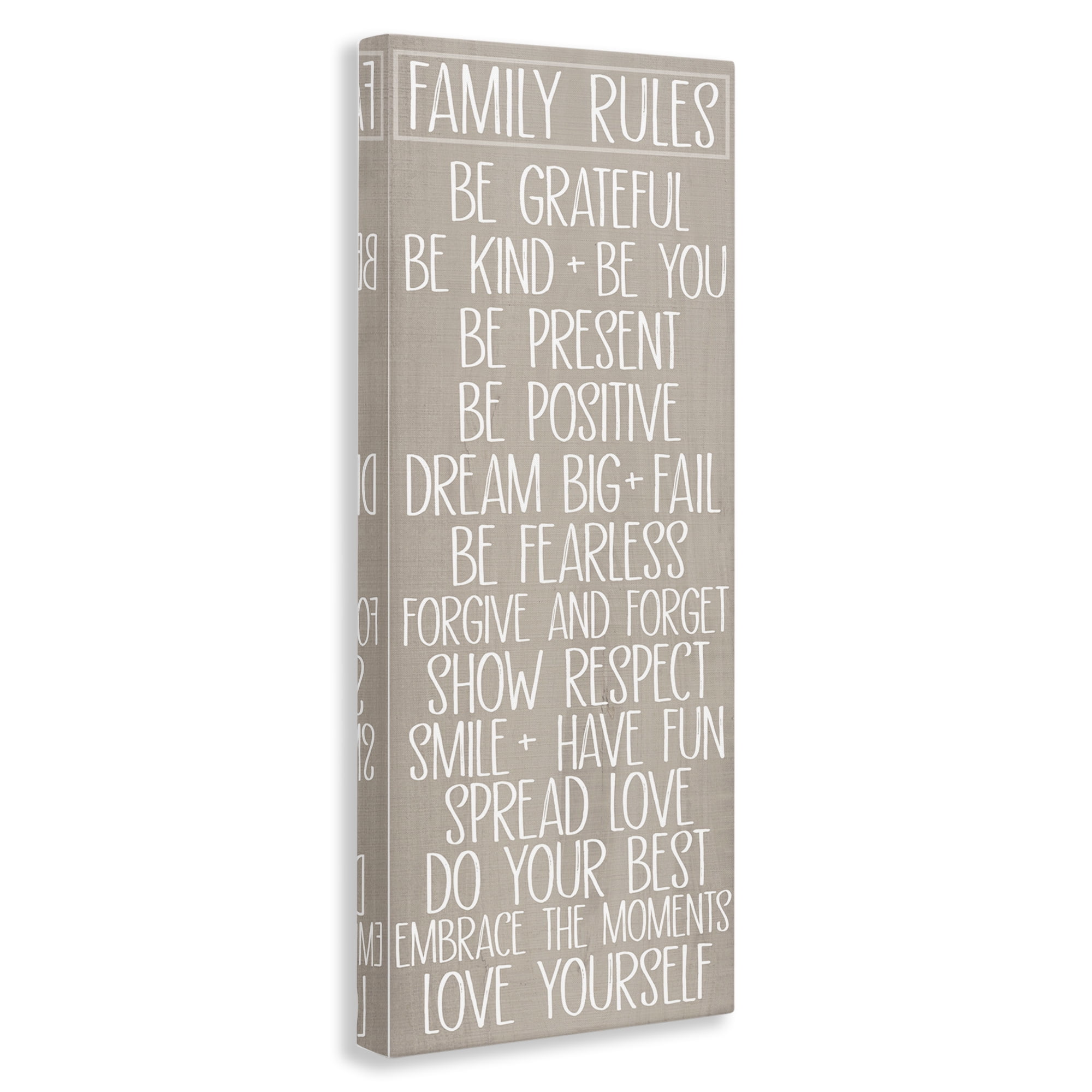 Stupell Industries Rustic Family Rules Typography Painting Gallery Wrapped Canvas Art Print Wall Art, 10 x 24