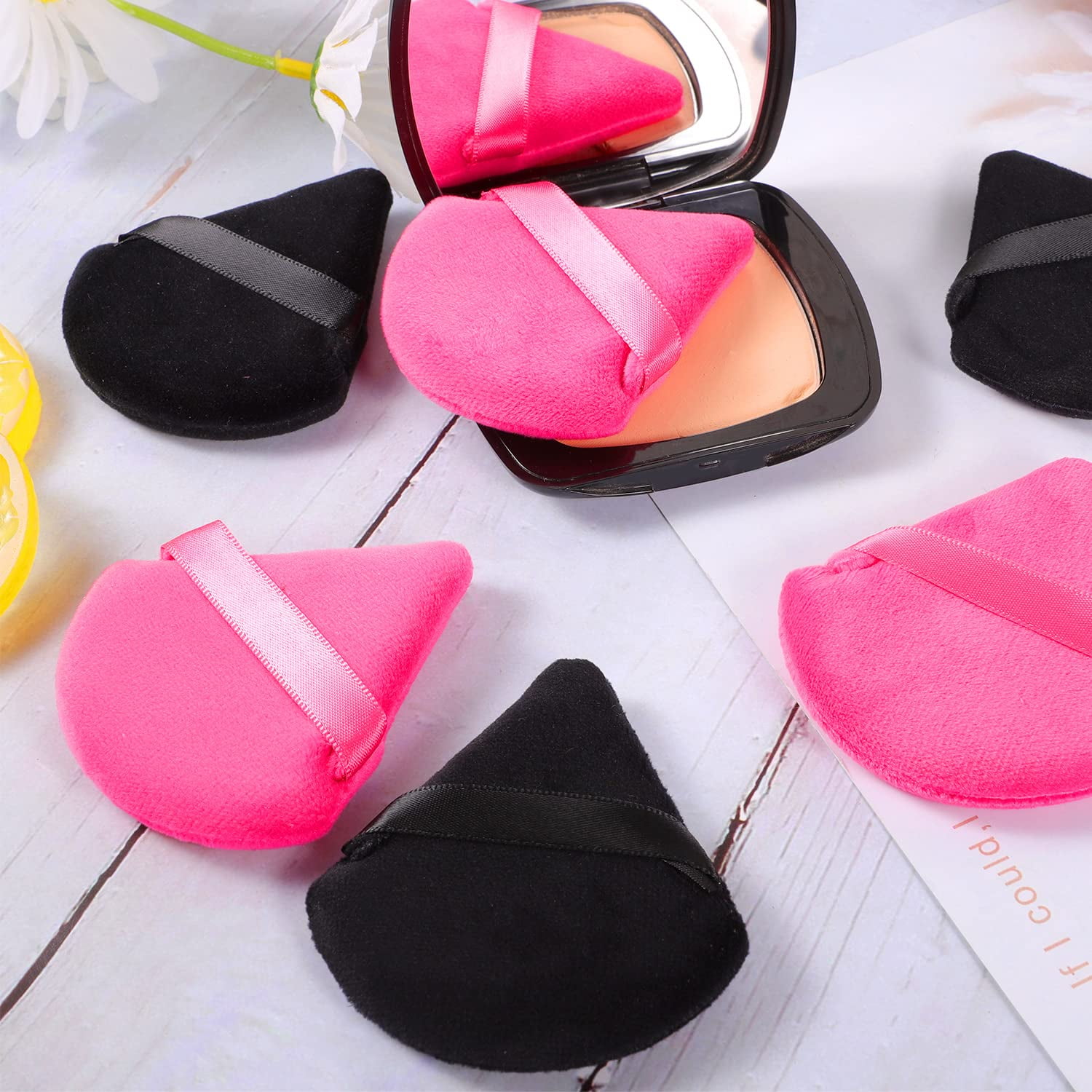 Unique Bargains Loose Powder Puff Face Soft Triangle Puff Blender Beauty  Makeup Tool Short Plush 2 Pcs Black Pink : Target