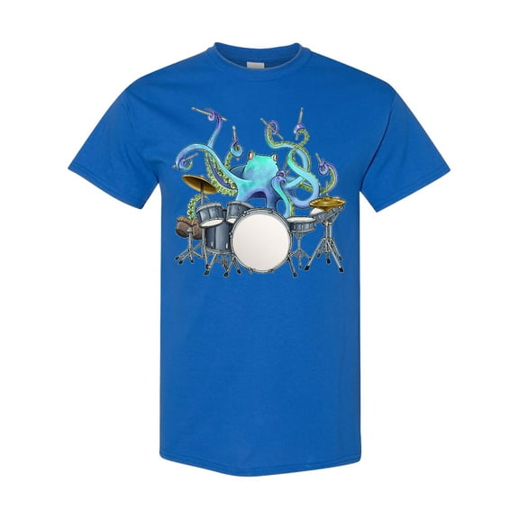 Inktastic Cute Blue Octopus Drumming T-Shirt