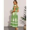 thumbnail image 4 of DARING DIVA Square Neck Flutter Sleeve Smocked Flowy Maxi Boho Dress XS Green, 4 of 6
