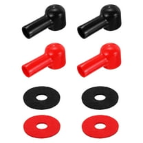 Battery Terminal Cover, 4 Pcs Battery Terminal Protector Truck Battery Terminal Cover with Washers Black Red L8-14-40mm for Car Accessories Truck Marine Boat