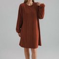 thumbnail image 2 of ameIAEA Robe à Manches Longues pour Femmes Col Rond Couleur Unie Décontractée Ample Automne Mini Robes 2024, 2 of 7