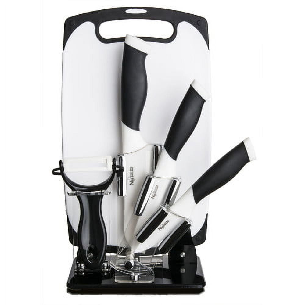 New England Cutlery 84065 Ceramic Knife Set, White & Red - 6 Piece