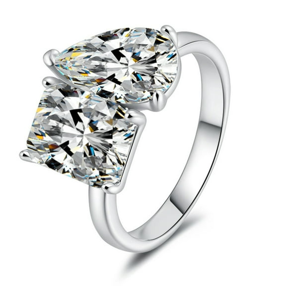 6 Carat Toi Et Moi Ring 925 Sterling Silver Double Stone Moissanite Rings for Women D Color VVS1 Clarity Glamorous Diamond Ring Size 5-9