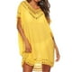 thumbnail image 1 of Vestido de playa con encaje, crochet hueco, cubierta para mujer, traje de baño, traje de baño, amarillo Eigraketly AP002503-04, 1 of 7