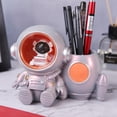 thumbnail image 4 of Estatuillas Portabolígrafos Astronaut Pen Bucket Storage Cosmonaut Estatuas con luz para dormitorio (gris), 4 of 8