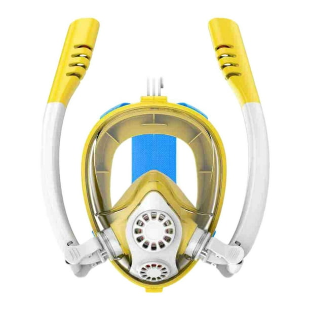 Máscara de snorkel para niños, máscara de buceo de cara completa para niños y niñas, conjunto de snorkel antifugas Amarillo