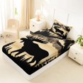 thumbnail image 4 of Castle Fairy Rustic Wood Grain Moose Twin Sheets 3pcs,Jungle Animal Bedding,Tan Black Cream,1 Fitted Sheet, 1 Flat Sheet and 1 Pillowcase, 4 of 6