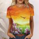 thumbnail image 2 of Camiseta de manga corta suelta con cuello redondo y estampado informal de verano a la moda para mujer Pompotops hkajfhjk465904, 2 of 5