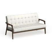 Carson Carrington  Karkkila Mid-century White Faux Leather Sofa