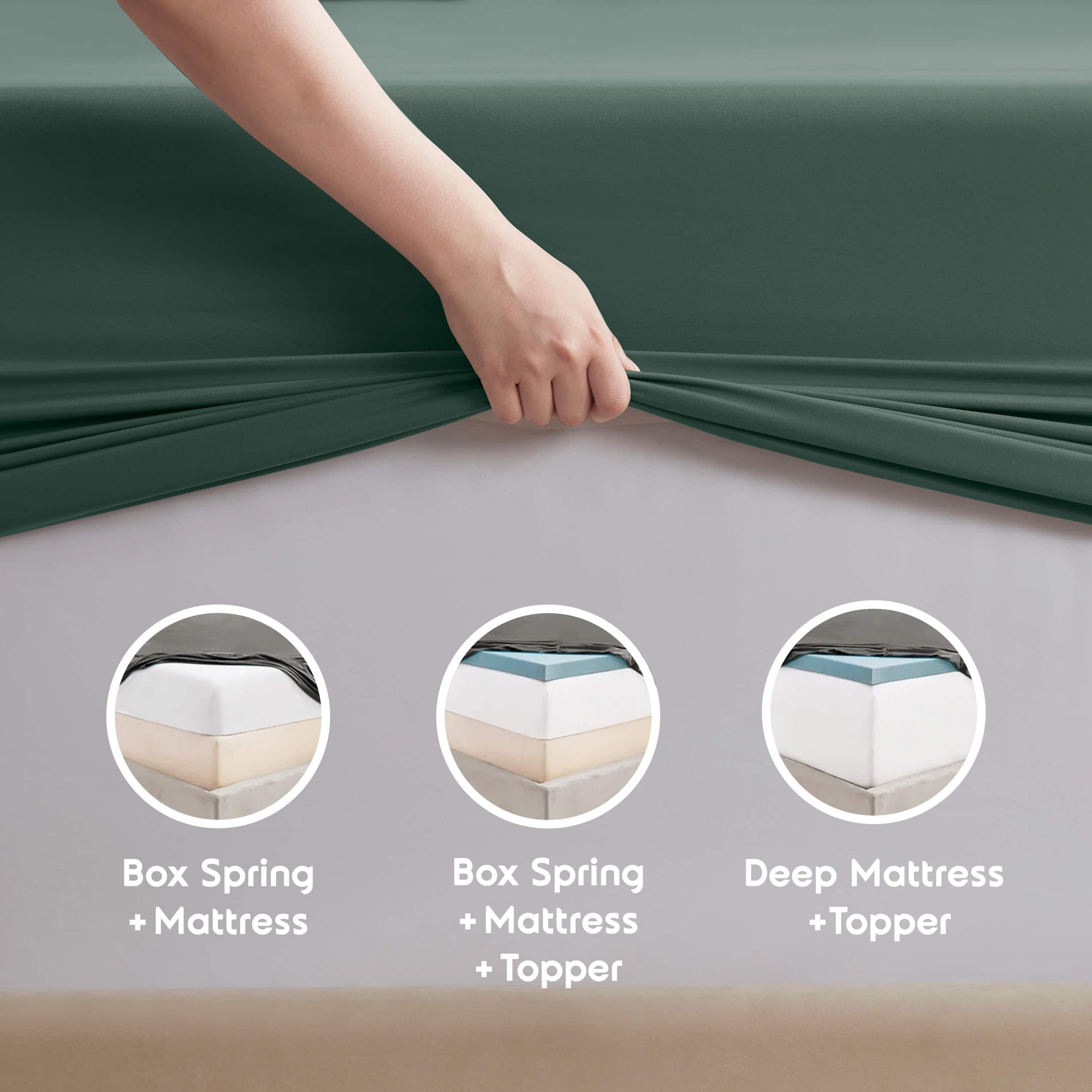 LammaLoe Extra Deep Pocket Sheets Twin Set, 3 Piece, Fits 18"-24" Mattress, Breathable & Extra Soft Bed Sheets, Garden Green