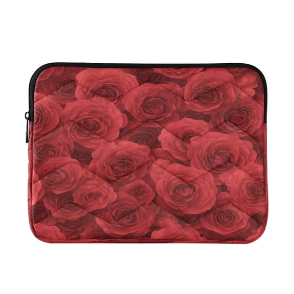 Quilted Laptop Sleeve for 13-16 Inch Laptops Protective Laptop Case Cover Lightweight Travel & Office Essentials Romantic Red Roses in Rows