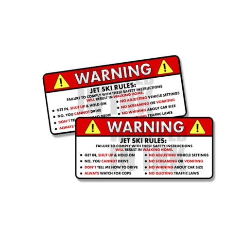 Jet Ski Rules Warning Safety Instructions Funny Adhesive Sticker Decal