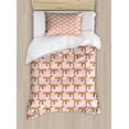 thumbnail image 1 of Fox Duvet Cover Set Twin Size, Continuous Pattern of Cartoon Smiling Wild Animal, Decorative 2 Piece Bedding Set with 1 Pillow Sham, Burnt Orange Dark Purple Grey and Pale Rose, by Ambesonne, 1 of 3