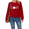 thumbnail image 2 of Wovix Loves Apple Girly Graphics Sweatshirt for Women Preppy Crewneck Long Sleeve Sweater CasuaL Loose Soft Pullover Romantic Love Print Valentine, 2 of 6