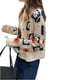 thumbnail image 4 of Txlixc Suéter floral de ganchillo femenino, cardigan de botón de manga larga, negro / beige / rosa Txlixc  moda, 4 of 5