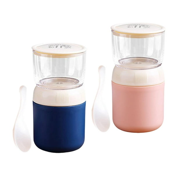 Lunch Pot Yogurt Container Insulated Food Container 2 Tier Detachable Stainless Green, Size: 18.5cmx10cm