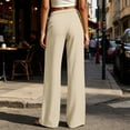 thumbnail image 4 of Pants for Women with Pockets 100% Cotton Fashion Elastic Waist Casual Straight Leg Pants, 4 of 6