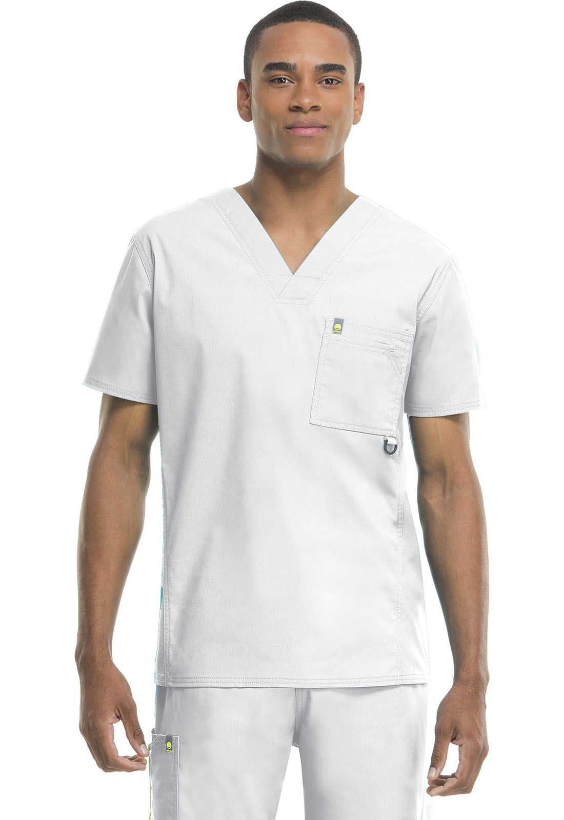 Code Happy Men's Short Sleeve Chest Pocket V Neck Nursing Scrub Top 16600AB 