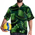 thumbnail image 4 of Saint Patrick's Day Men's Short Sleeve Hawaiian Print Button Down Beach Shirt, 4 of 6