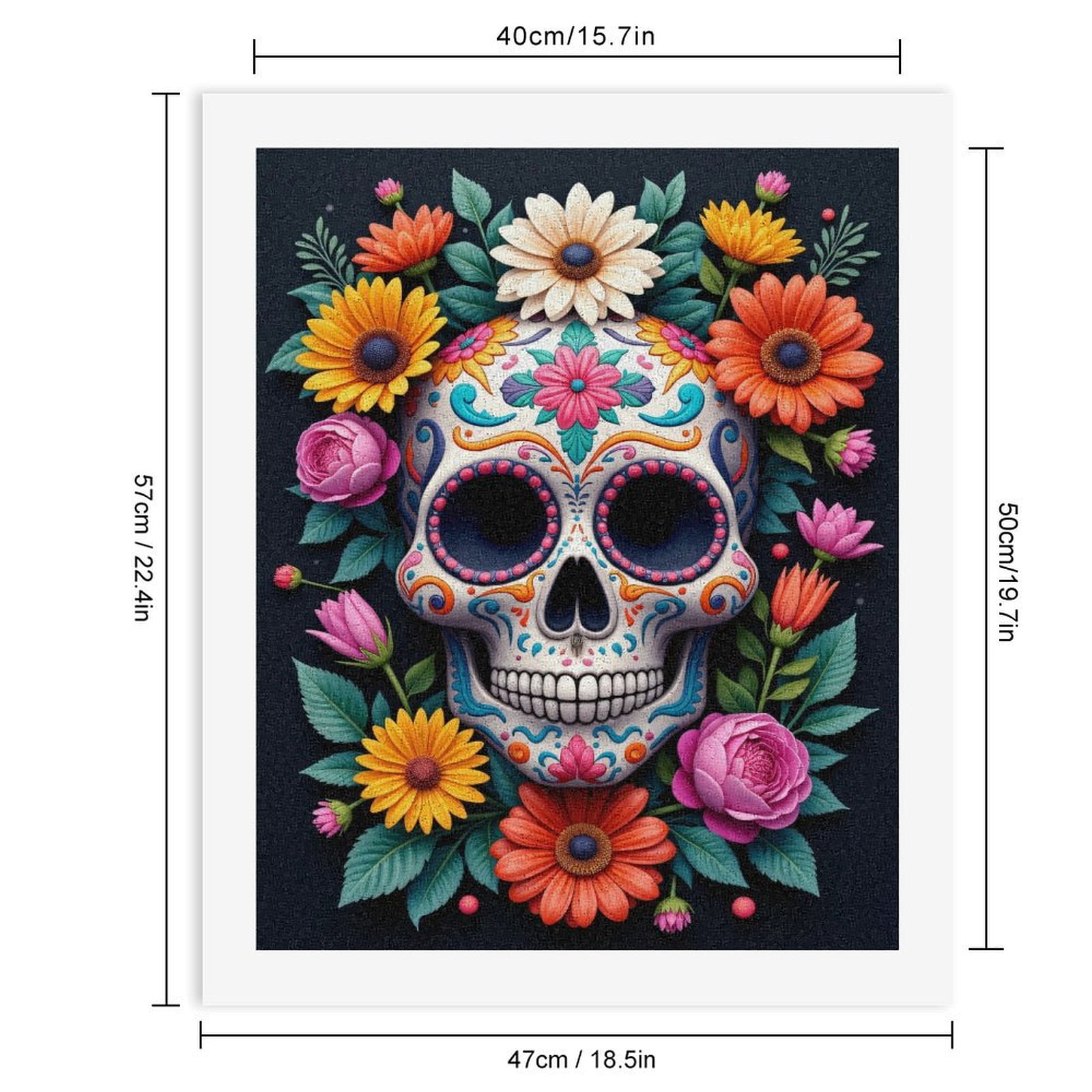 Paint by Numbers Kit for Adults, Colorful Floral Skull Design Paint by Numbers, Easy Paint by Numbers Kit for Adults Beginner, DIY Adult Paint by Number Kits on Canvas, 12x16in Home Decor