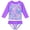 Fish Scale Purple, variant on Girls 2-Piece Swimsuit Set Long Sleeve Rash Guard UPF 50+ Ruffle Bottom Summer Beach Bathing Suit Sizes 1-8Y