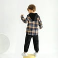 thumbnail image 3 of Kids Toddler Boy Clothes Flannel Plaid Hoodied Tops + Casual Pants Infant Boys Fall Winter Outfits, 3 of 14