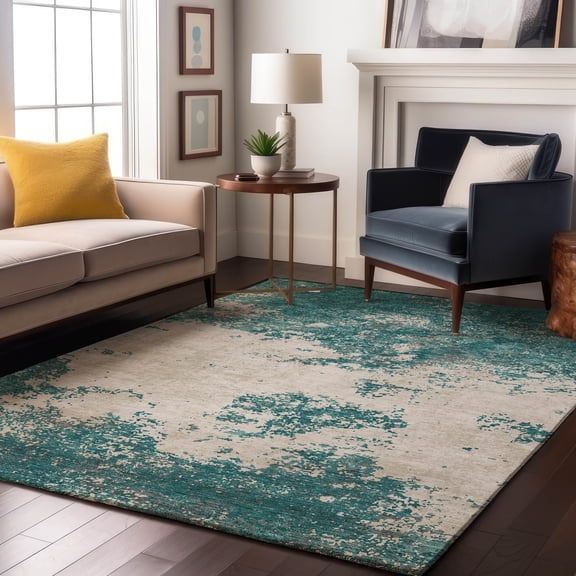 Addison Rugs Mayfield Premium Machine Washable Transitional Modern Teal Rectangle Rug, 10' x 14'