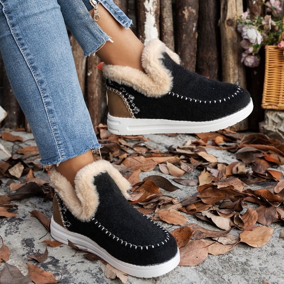 JUSLIO Boots for Women,Fleece Fashion Casual Comfort Fleece Womens Boots
