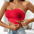 thumbnail image 2 of Women Strapless Bras Cross-Side Support Sexy Lace Wireless Bandeau Bra Non Wireless No Underwire Padded Tube Bra, 2 of 9