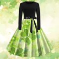 thumbnail image 1 of WILLBEST Robe à Porter pour un Mariage Femme Impression St Pa Jour Manches Longues Col Rond Soirée Années 1950 Prom Robe, 1 of 3