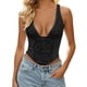 thumbnail image 1 of Camiseta sexy de encaje con cuello en V para mujer - Camiseta corta sin mangas y sin espalda tipo corsé para salir de fiesta, 1 of 5