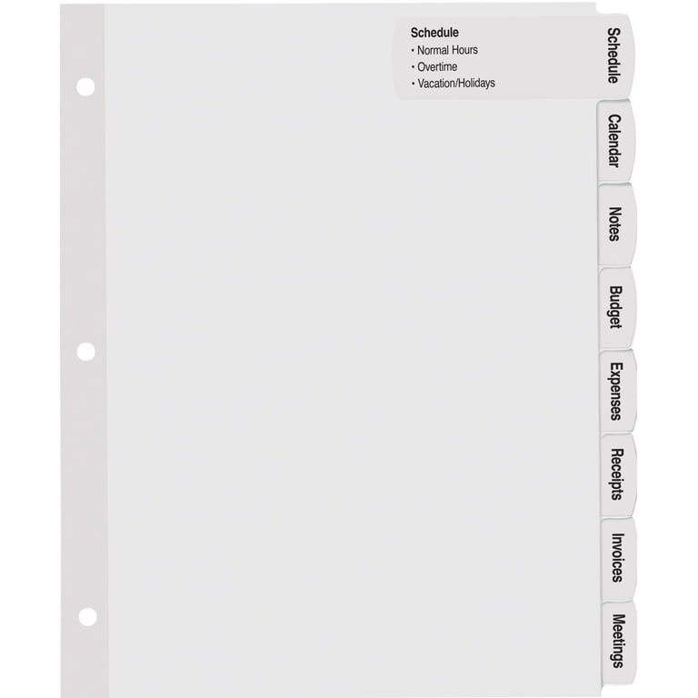 Avery Big Tab Dividers with Printable Labels, 8-Tab, White (14497) -  Walmart.com