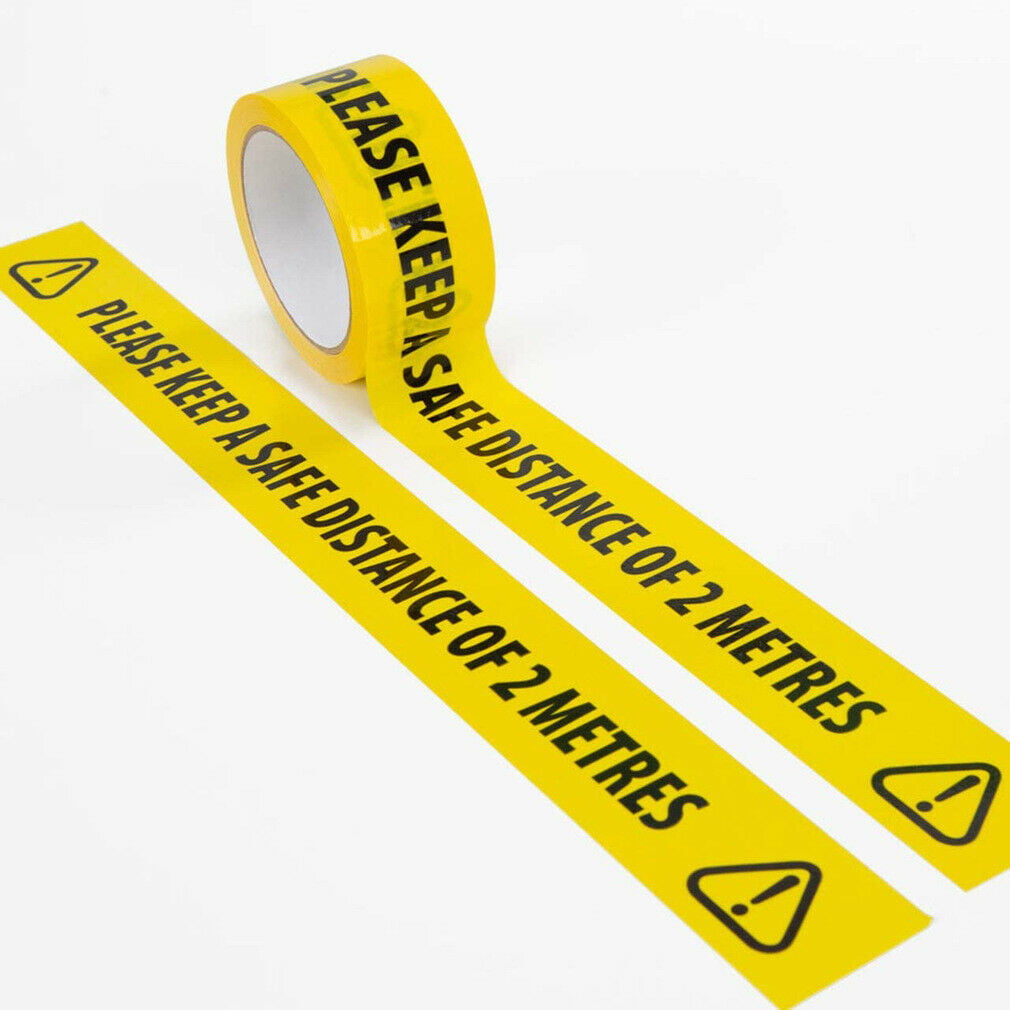 Safe Distance Yellow Tape 2M Social Distancing Floor Sign Keep Safe 48mm x 33M 