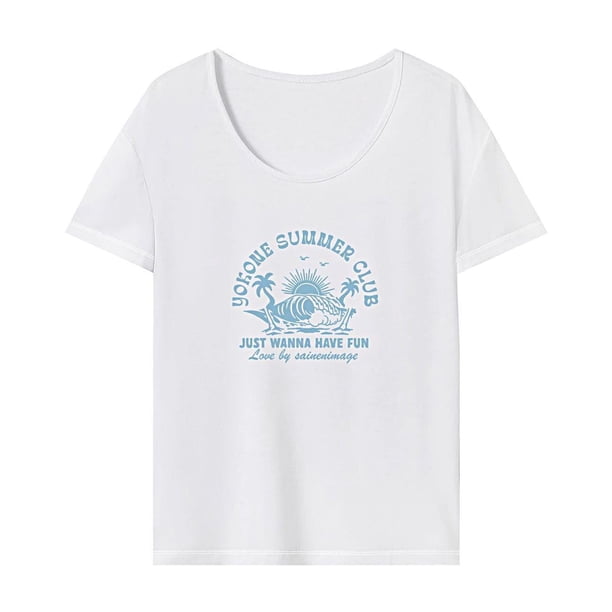 Camiseta de mujer de verano suave cuello redondo camiseta básica para desplazamientos trabajo camping viaje SG