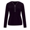 thumbnail image 4 of Blusas de Manga Larga para las Mujeres Cremallera de Cuello en V Delantera Color Sólido Top de Moda Casual, Tops de Color Sólido para las Mujeres, 4 of 9