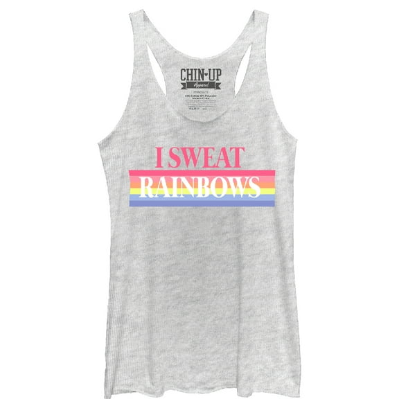 Women's CHIN UP I Sweat Rainbows Racerback Tank Top White Heather Small